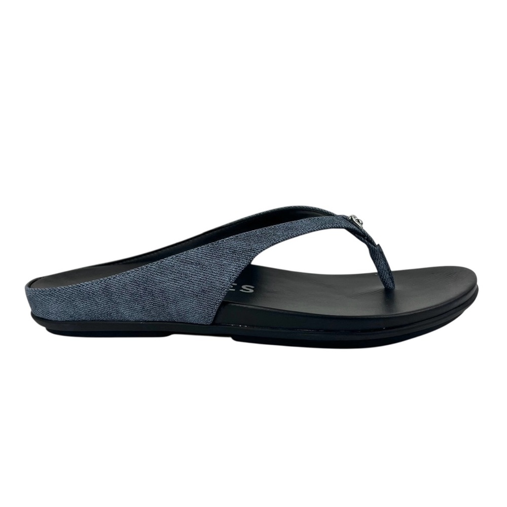 Aerosoles Women's Fisher Thong Sandals Blue Jean Textured PU Size 7M